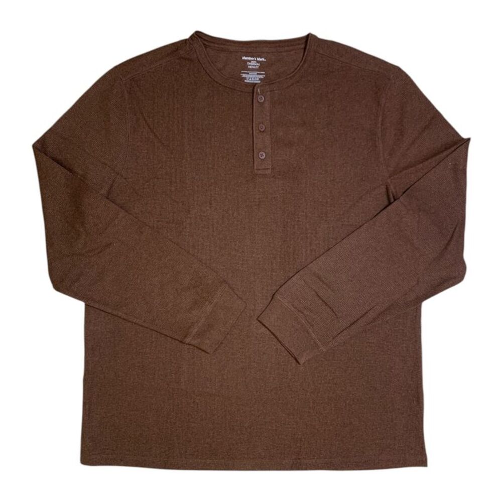 Member's Mark Men's Classic Fit Soft Waffle Knit Thermal Henley - Brown